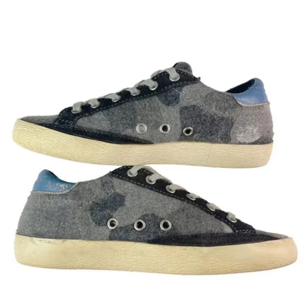 Golden Goose Superstar Sneakers Grey Blue Camo Star Sz 36 - Picture 3 of 11